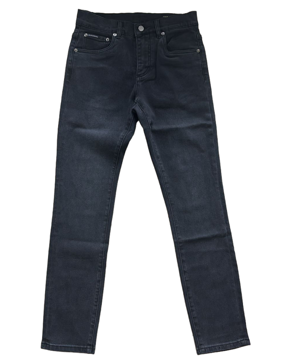 Dolce & Gabbana - Black Skinny Jeans with Full Leather Back Pocket