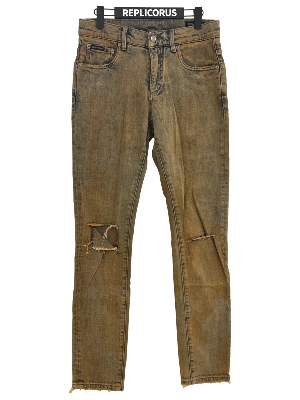 Dolce & Gabbana – Yellow Distressed Skinny Jeans