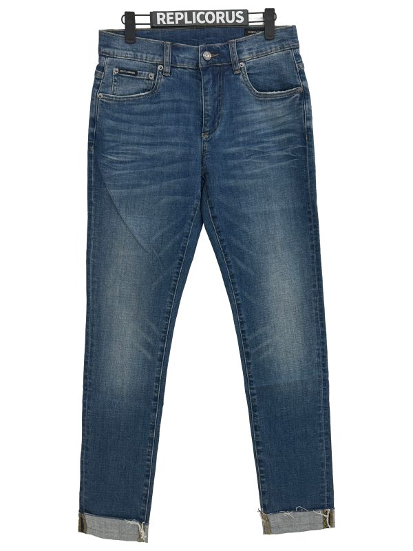 Dolce & Gabbana – Mid-Blue Frayed Skinny Jeans
