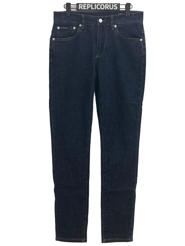 Dolce & Gabbana – Dark Blue Embossed Skinny Jeans