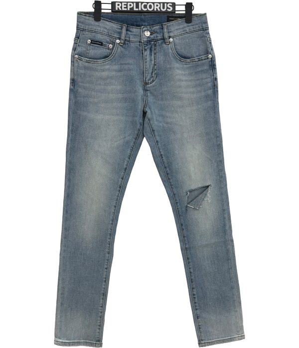 Dolce & Gabbana – Light Blue Knee-Rip Skinny – Denim Jeans