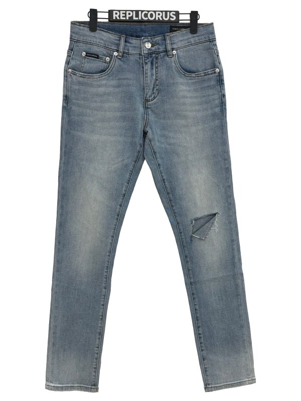 Dolce & Gabbana – Light Blue Knee-Rip Skinny Jeans