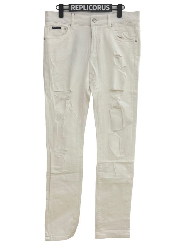 Dolce & Gabbana – White Distressed Skinny Jeans