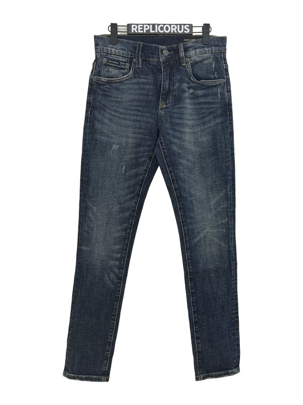Dolce & Gabbana – Dark Blue Distressed Skinny Jeans