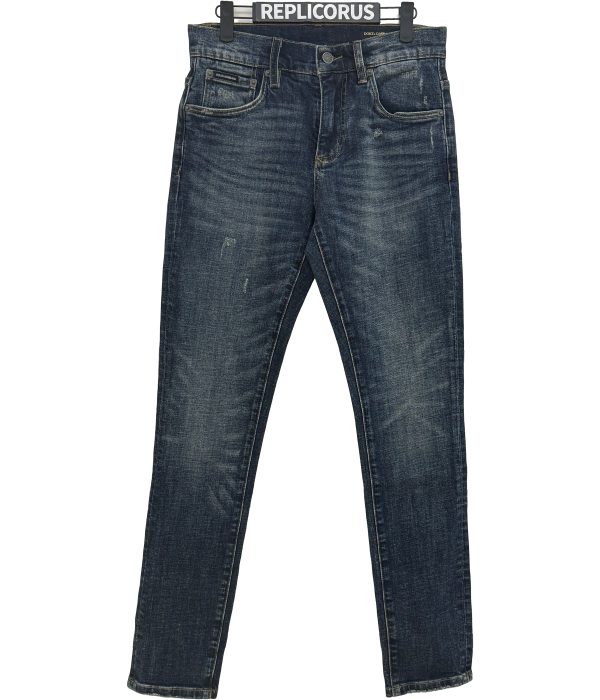 Dolce & Gabbana – Dark Blue Distressed Skinny Jeans