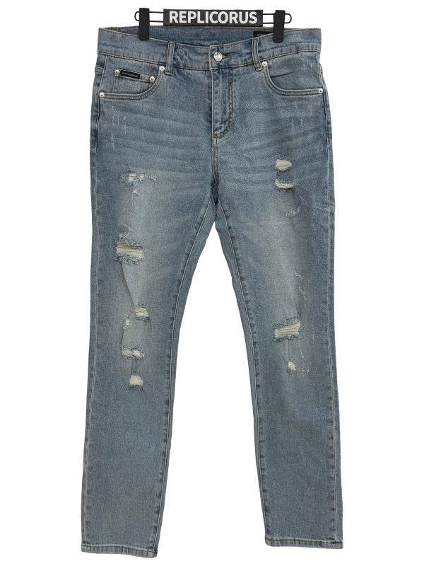 Dolce & Gabbana – Light-Wash Distressed Slim Jeans