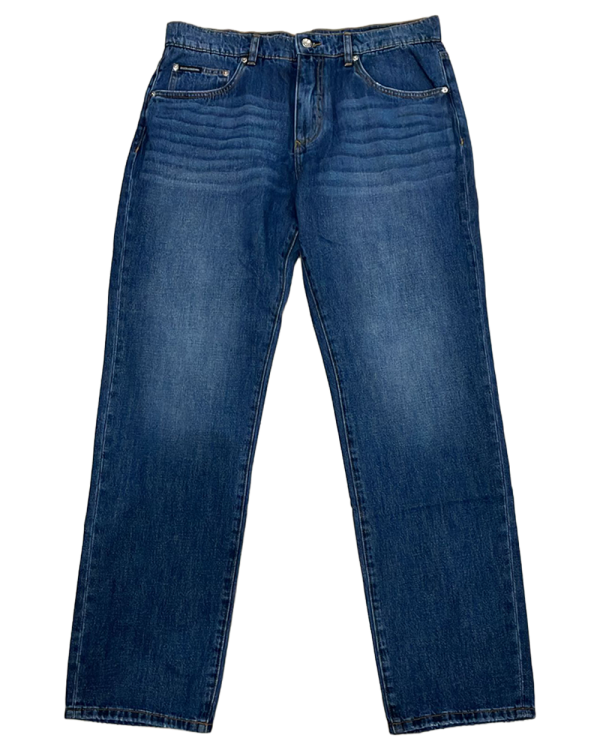 Dolce & Gabbana - Classic Blue Straight-Leg Jeans with Metal Logo Plaque