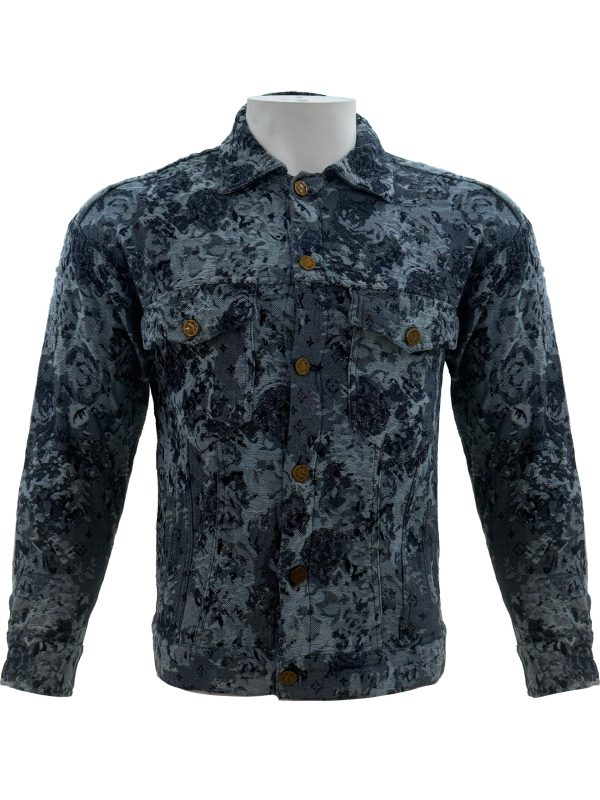 Louis Vuitton – Blue-Grey Floral Monogram Jacquard Denim Jacket