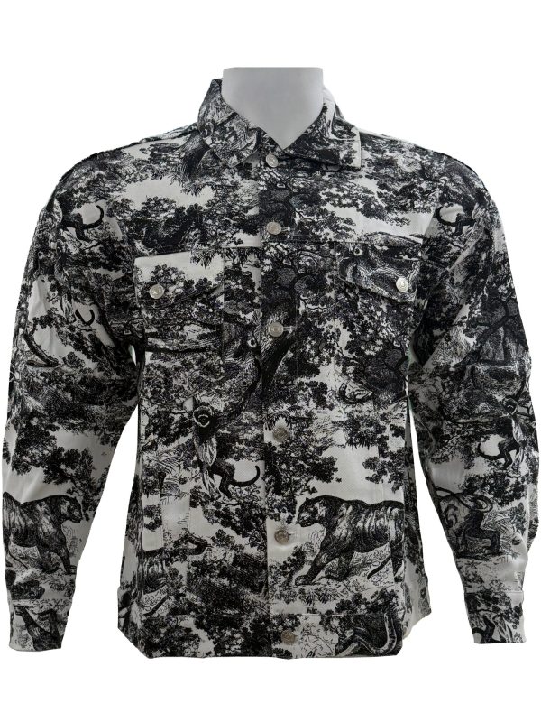 Christian Dior – Dark Grey & White Toile de Jouy Denim Jacket