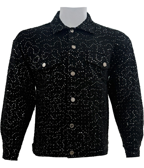 Yves Saint Laurent – Black Sequin-Embellished – Denim Jacket