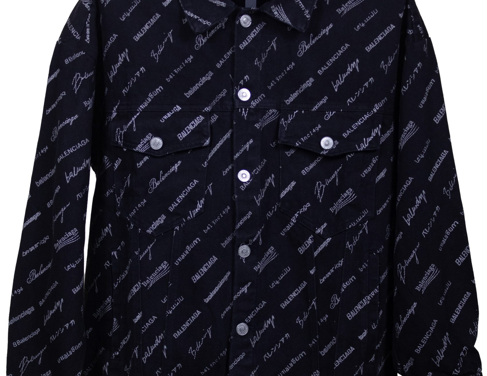 Balenciaga – Black All-Over Logo – Denim Jacket