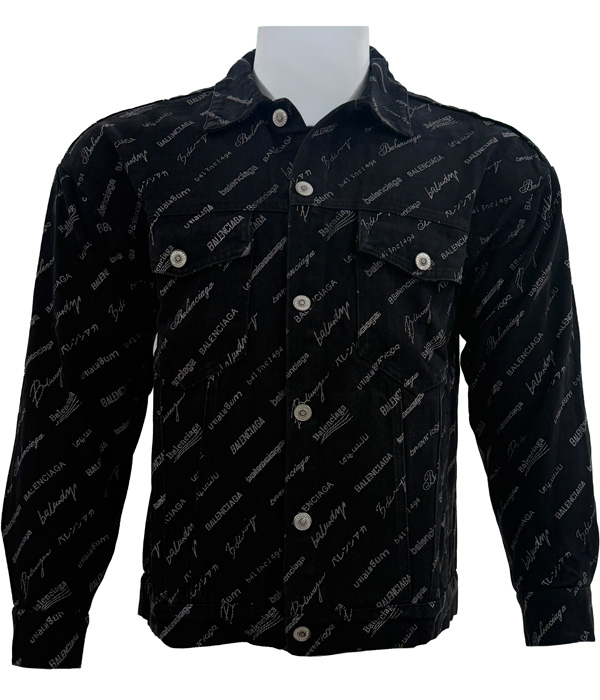 Balenciaga – Black All-Over Logo – Denim Jacket