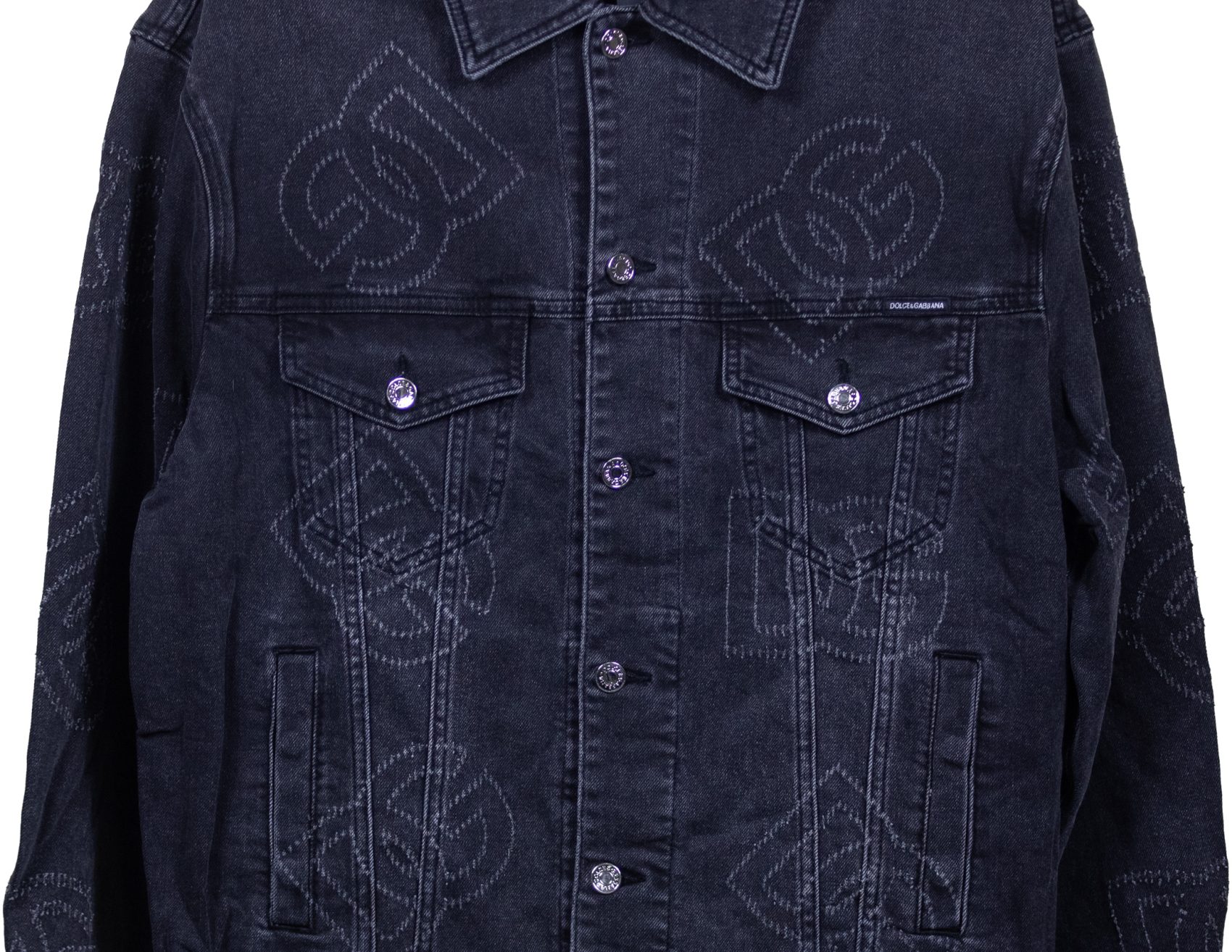 Dolce & Gabbana – Black DG Monogram Embroidered – Denim Jacket