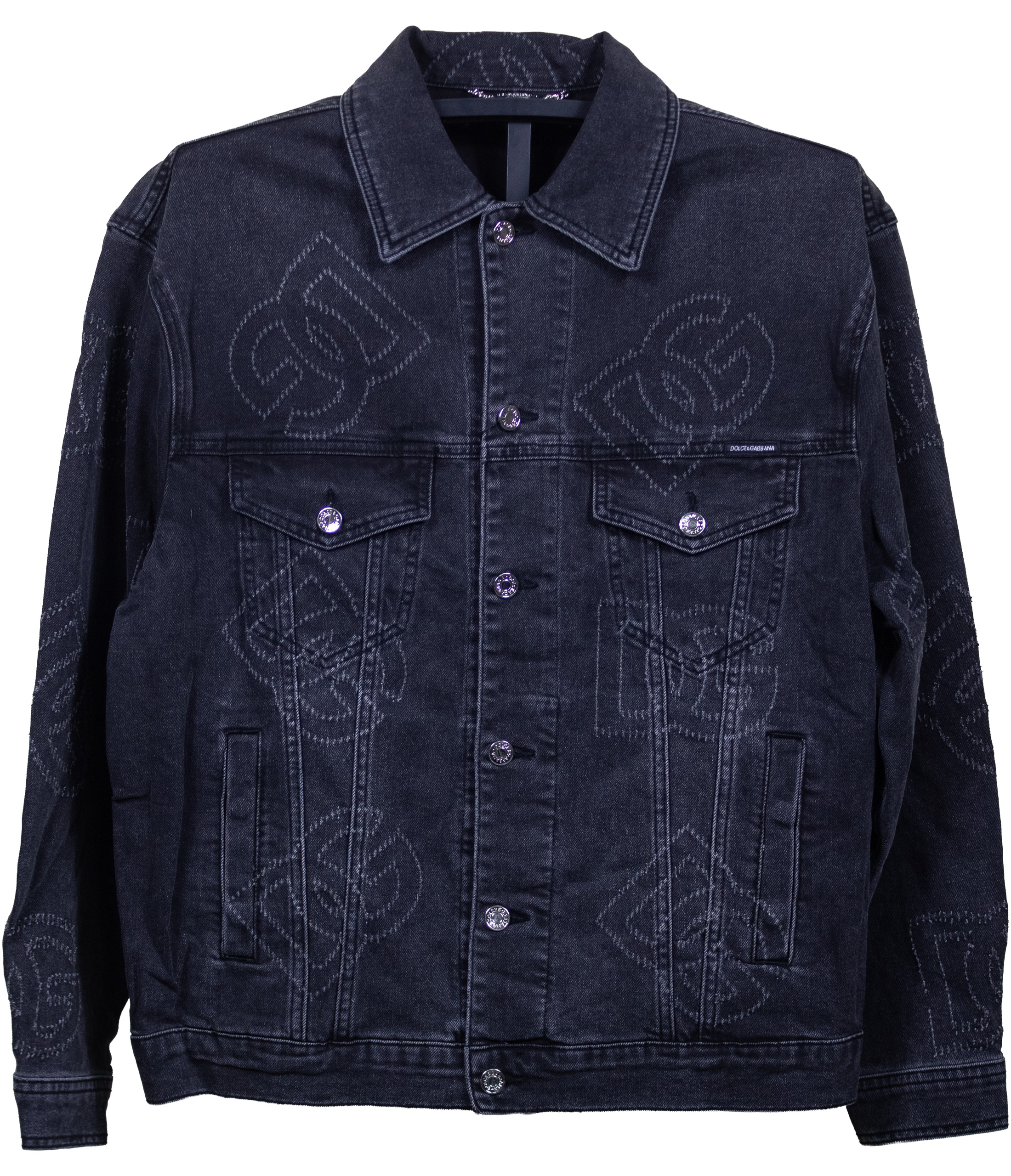 Dolce & Gabbana – Black DG Monogram Embroidered – Denim Jacket